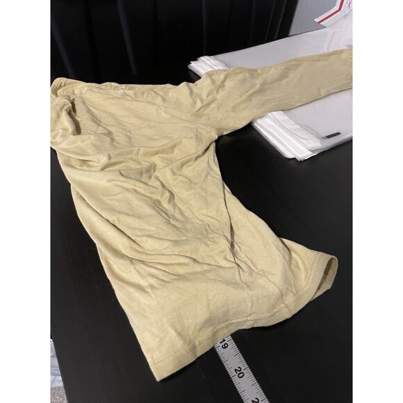 Vintage Jaeger Womens Faux Wrap Top Large Beige Rayon Stretch Cropped Grunge - Picture 6 of 7